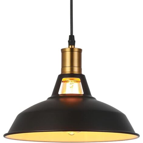 Métal Retro Suspensions Luminaires Industriel Simplicité Suspension, Plafonnier Suspension avec Abat-jour Brillant en Métal Stye Nordique Pour Restaurants Café, Lumière Chaude,270mm