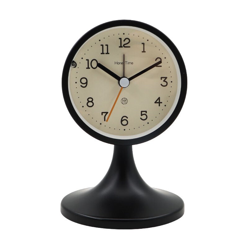 Métal Reveil Vintage Silencieux, avec Support Amovible,Réveil Matin Analogique, Ancien Horloge de Chevet sans Tic-tac pour Bureau Chambre Table(noir)
