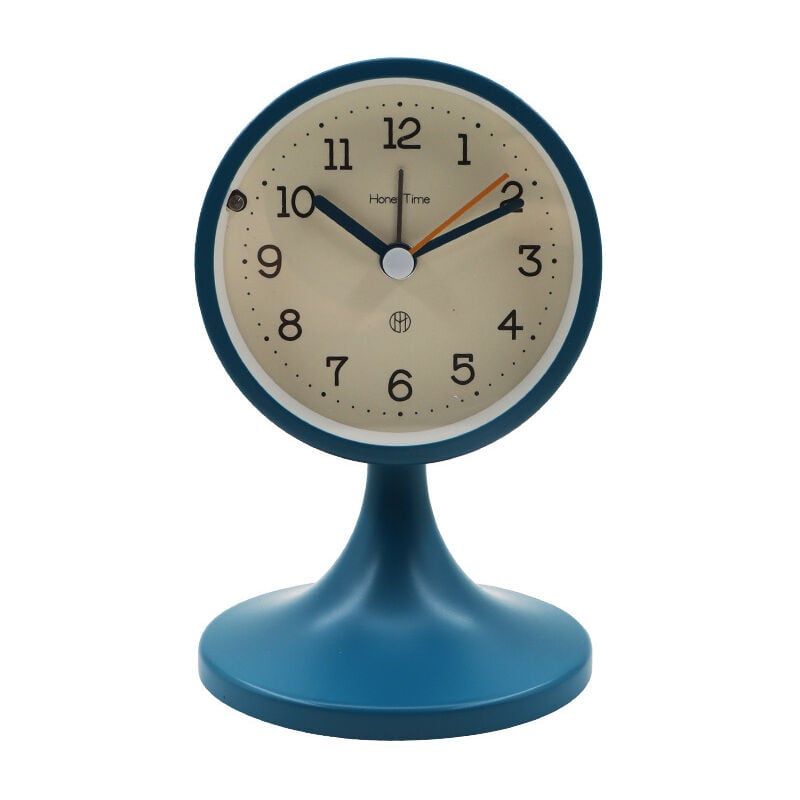 Métal Reveil Vintage Silencieux, avec Support Amovible,Réveil Matin Analogique, Ancien Horloge de Chevet sans Tic-tac pour Bureau Chambre Table(bleu)