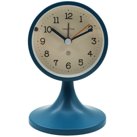 Métal Reveil Vintage Silencieux, avec Support Amovible,Réveil Matin Analogique, Ancien Horloge de Chevet sans Tic-tac pour Bureau Chambre Table（bleu）