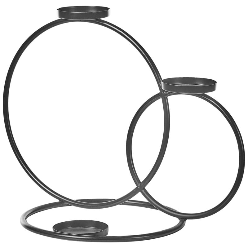 Metal Ring Candle Holder 33 cm Black Minimalist Cakung