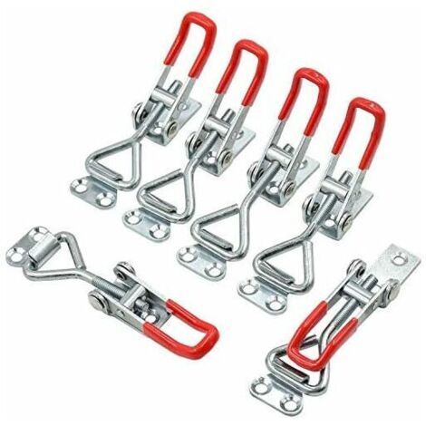 Métal Sauterelles de Menuisier Grenouillère à Levier, Lot de 6 Loquets de Serrage Verrou Porte Décharge Rapide （M）