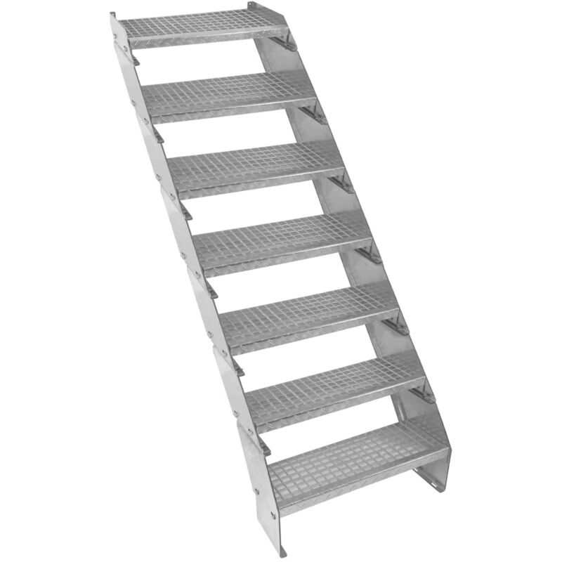 Monster-Shop Adjustable 7 Section Galvanised Staircase - 600mm Wide