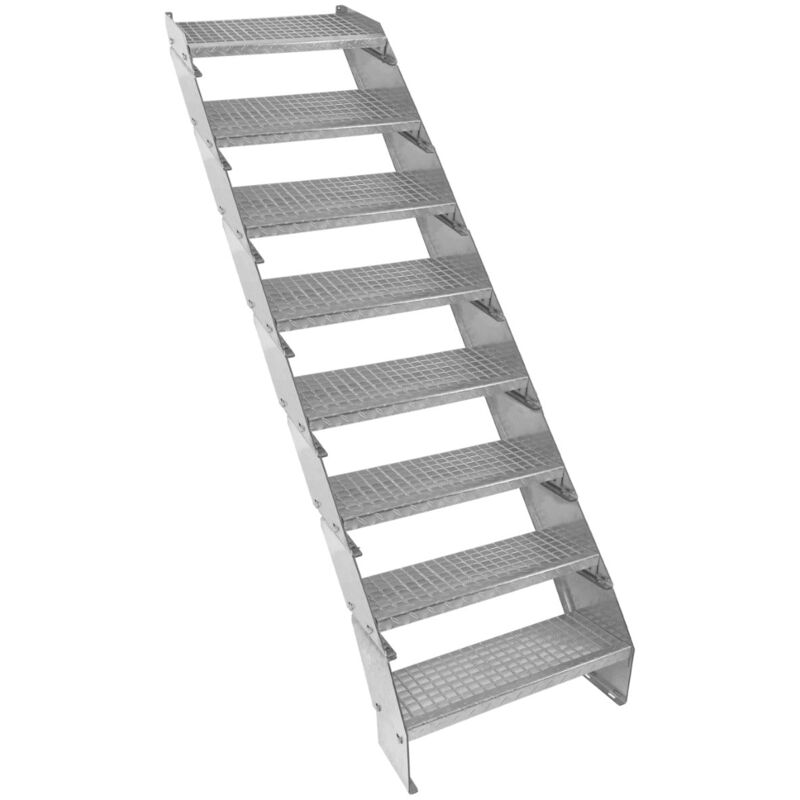 Monster-Shop Adjustable 8 Section Galvanised Staircase - 600mm Wide