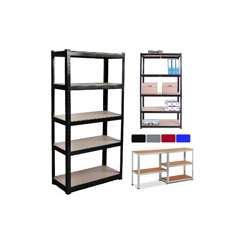 Briefness - Metal Storage Shelves, 150cm x 70cm x 30cm, Black 5 Tier (175KG Per Shelf), 875KG Capacity Garage Shed Workshop Kitchen Heavy Duty