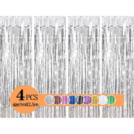 Metal Tinsel Curtains/Foil Fringe Curtain, Birthday Party/Fiestas/Wedding, DIY Booth/Christmas/Halloween, Window/Door Decorations Props(1x2.5m)