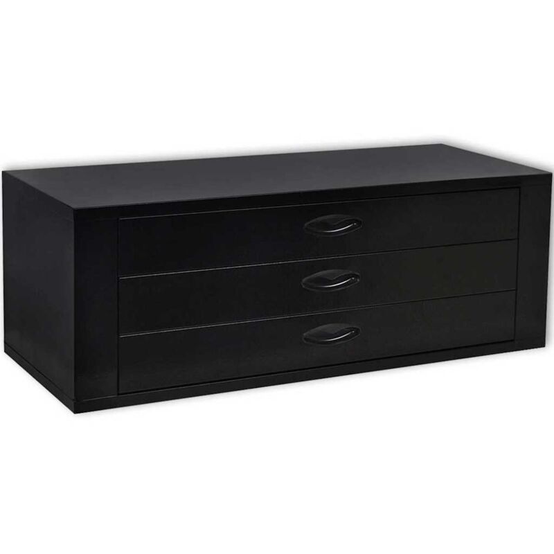 Metal Tool Chest 3 Drawers Black Vidaxl