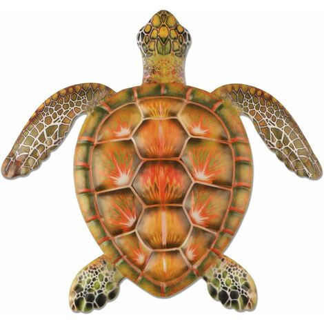 Métal Tortue Décoration Murale Tortue Art Mural pour la Maison Chambre Salon Bureau Jardin Clôtures Aquarium Océan Décoration Murale, Orange