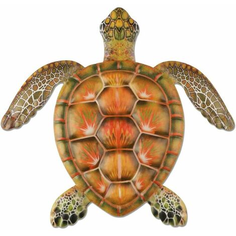 Métal Tortue Décoration Murale Tortue Art Mural pour la Maison Chambre Salon Bureau Jardin Clôtures Aquarium Océan Décoration Murale, Orange