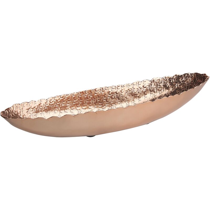 Metal Trinket Dish Accessory Leaf Shape Jewellery Tray Copper Caracol - Copper