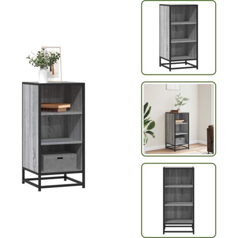 Metal - vidaXL Aparador madera ingeniería y metal gris Sonoma 35,5x35x76 cm - Estantes