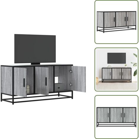 Metal - vidaXL Mueble TV madera ingeniería y metal gris Sonoma 100x35x50 cm - Armario de TV