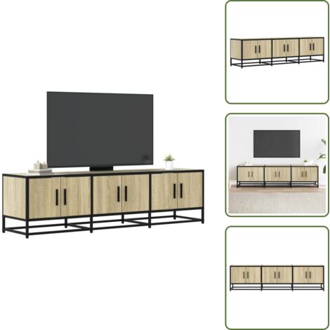 Metal - vidaXL Mueble TV metal y madera ingeniería roble Sonoma 150x35x41 cm - Armario de TV