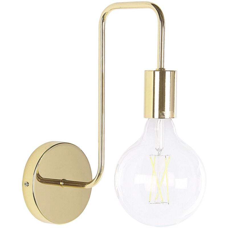 Minimalist Industrial Wall Sconce Lamp Light Metal Gloss Finish Gold Savena - Gold