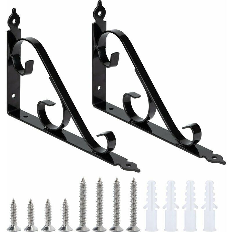 Metal Wall Shelf Bracket Triangular Angle Bracket 90 Degree Multifunctional Shelf Bracket with Screws for Gardening, Bathroom, Kitchen 250mm 164mm 1