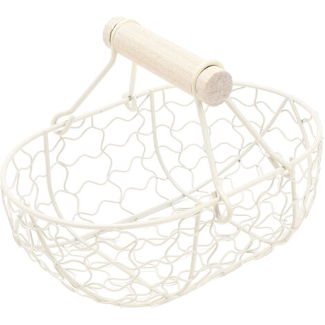 Metal Wire Bread Basket Vintage Style Storage Basket With Handles for Kitchen Farmhouse Beige