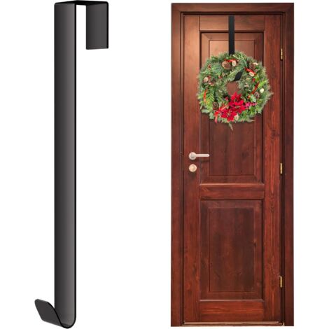 Metal Wreath Hanger for Christmas Home Office Wall Wedding Door Decoration 15 Inch Wreath Hook, Wreath Hanger for Indoor Outdoor Display (Black)