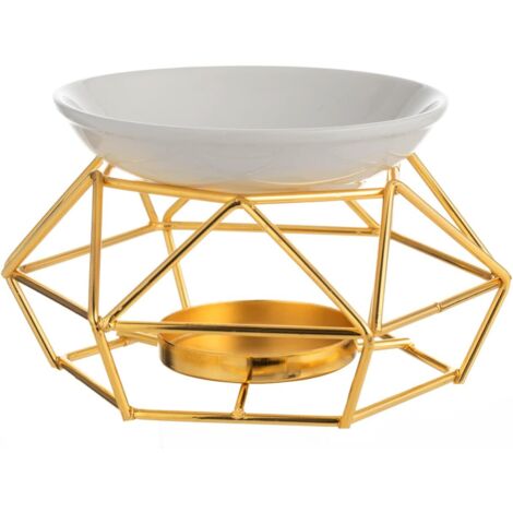 Metalen geurkaarsenlamp met theelichthouder (goud)