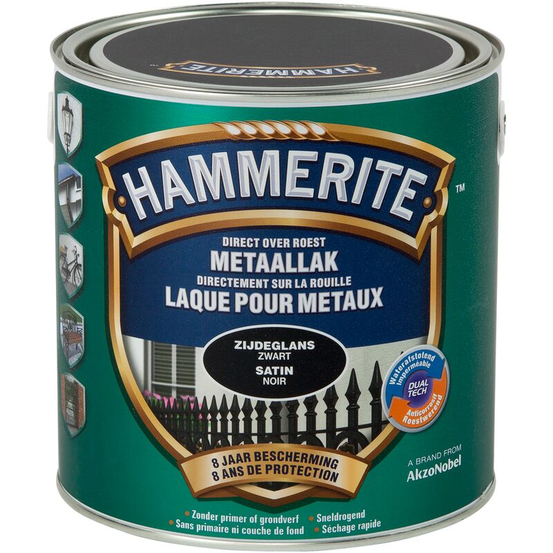 

metales Negro laca Hammerite satinado - 2.5L - Noir