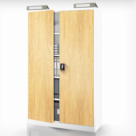 Metall-Aktenschrank fürs Büro Weiß/ Goldene Eiche: Eco Design JAN II
