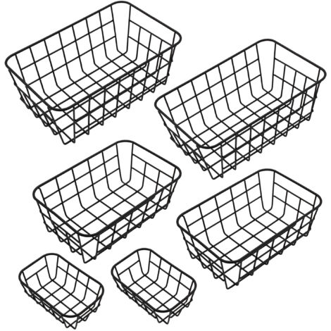 Metall Aufbewahrungskorb schwarz je 2x 25 / 21 / 15 cm - 6er Set - Regal Gitterkorb ineinander Stapelbar