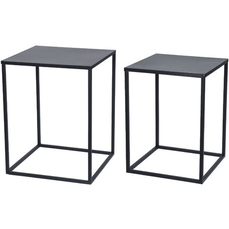 Metall Beistelltisch 2er Set schwarz - Couchtisch Sofatisch Wohnzimmer Tisch