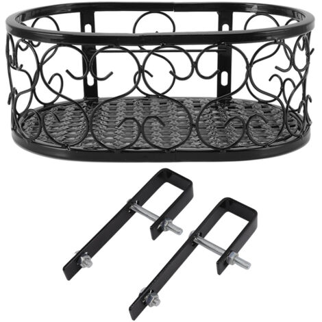 Metall-Blumenregal für den Balkon, Topfhalter aus Eisen für Hängepflanzen, Gartenregal für die Fensterbank, geeignet für 2,5 cm Geländer, Maße: 30 x 20 x 12 cm