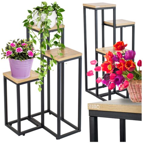 Metall-Blumenständer für Blumen und Pflanzen, 3-stöckiges Regal, Loft 68