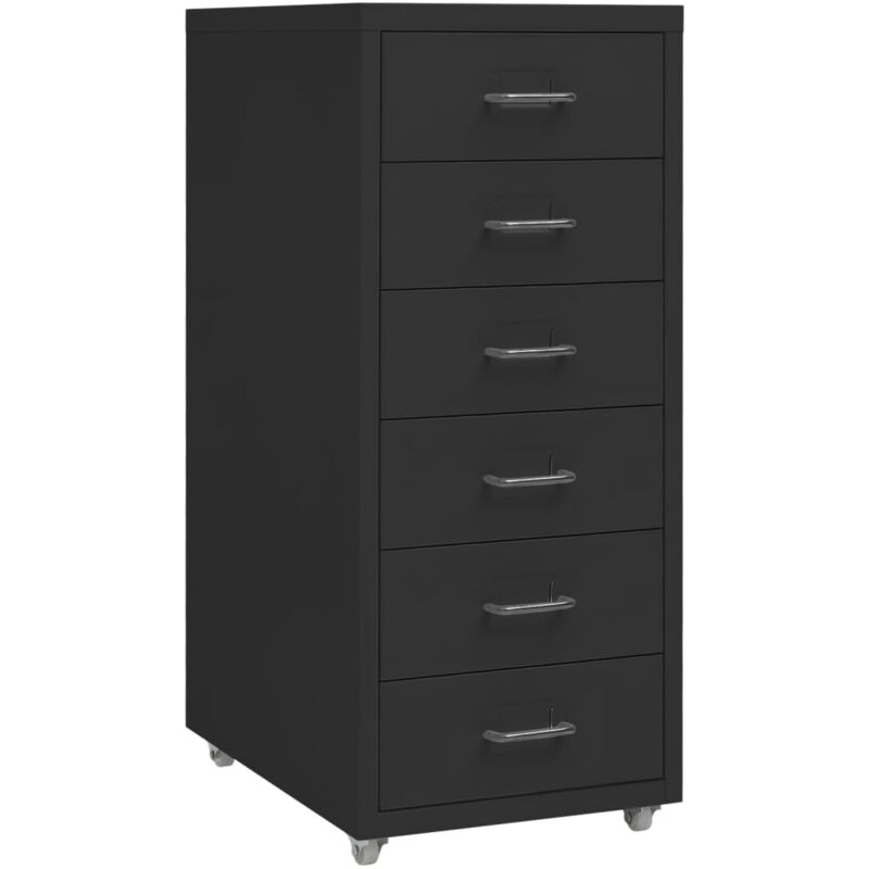 Aktenschrank Mit Rollen Schwarz 28x41x69 Cm Metall - Vidaxl