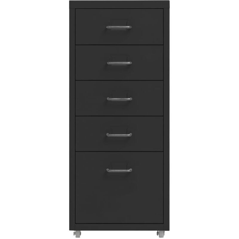 Aktenschrank Mit Rollen Schwarz 28x41x69 Cm Metall Vidaxl