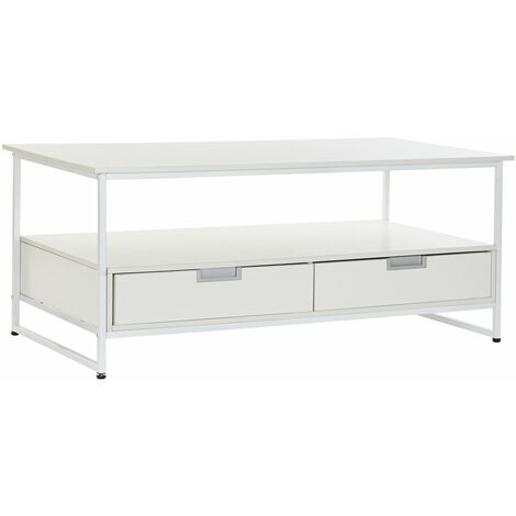 Metall Couchtisch MDF 110x55x46 Weiß Metall MDF Material Mehrfarbige Farbfamilie Bassetische Details Details