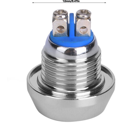 Metall-Drucktaster 1NO 12mm 2A/36VDC mit Muttern (Rot, Gelb, Blau, Weiß, Metallisch)