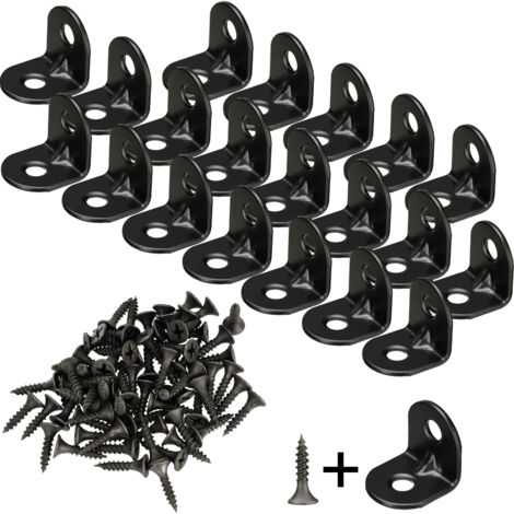 Metall-Eckwinkel mit 4 Löchern (40x40x16mm), 20er-Packung mit 80 Schrauben