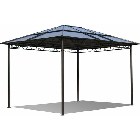 Metall Garten Hardtop Pavillon 3x3,6m Doppelstegplatten Polycarbonat Dach wasserdicht