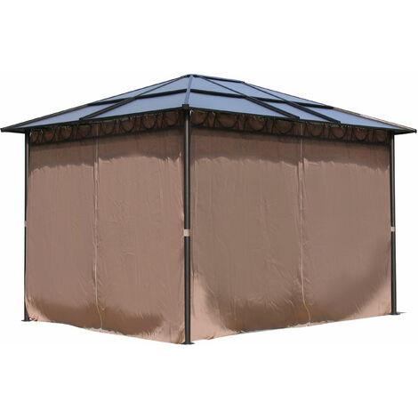 Metall Garten Hardtop Pavillon 3x3,6m mit 4 Seitenteilen Doppelstegplatten Polycarbonat