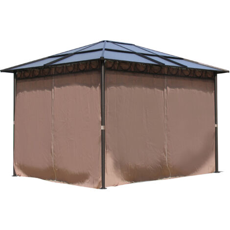 Metall Garten Hardtop Pavillon 3x3,6m mit 4 Seitenteilen Doppelstegplatten Polycarbonat