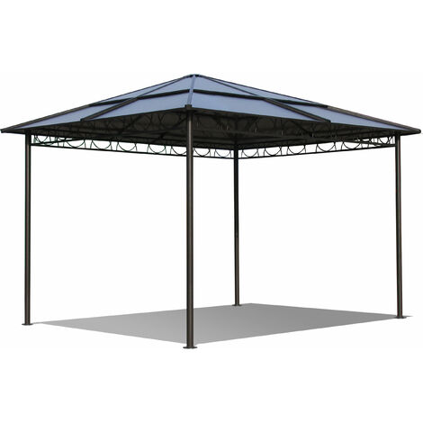 Metall Garten Hardtop Pavillon 3x3m Doppelstegplatten Polycarbonat Dach Partyzelt Pergola