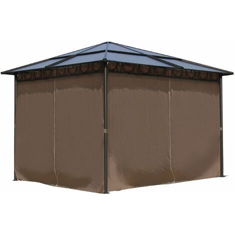 Metall Garten Hardtop Pavillon 3x3m mit 4 Seitenteilen Doppelstegplatten Polycarbonat