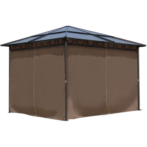 Metall Garten Hardtop Pavillon 3x3m mit 4 Seitenteilen Doppelstegplatten Polycarbonat