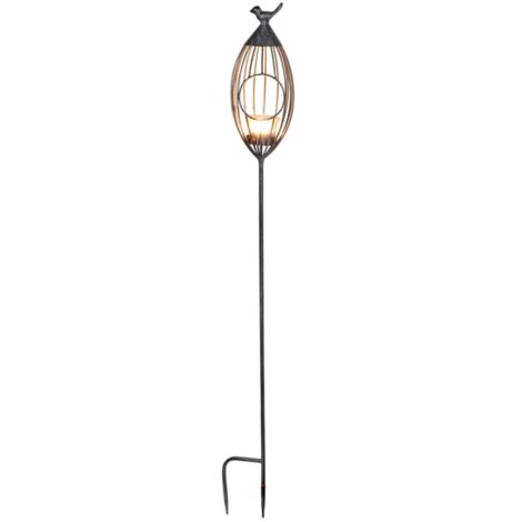 Metall-Gartenstecker Vogelkäfig Windlicht Beetstecker Gartendeko silber grau