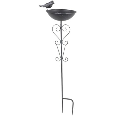 Metall Gartenstecker Vogeltränke Vogelbad Wasserstelle Futterschale Gartendeko