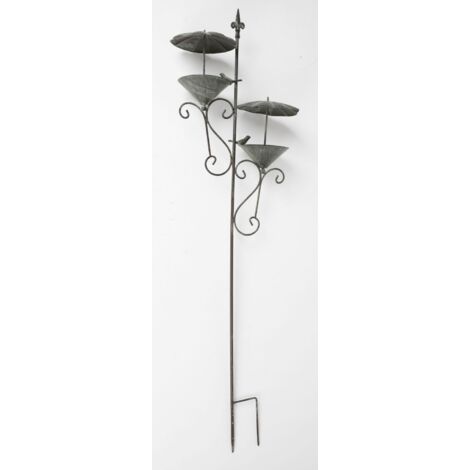 Metall Gartenstecker Vogeltränke Vogelbad Wasserstelle Futterschale Gartendeko