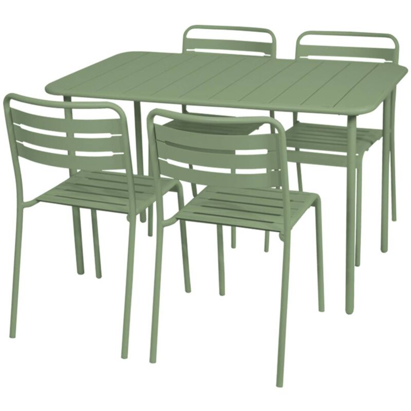 Sweeek - Gartentisch + 4 Stühle Aus Stahl
