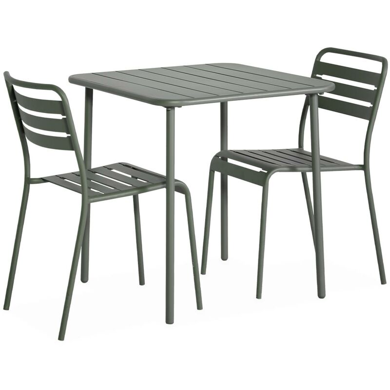 Sweeek - Gartentisch Mit 2 Stühlen Aus Stahl