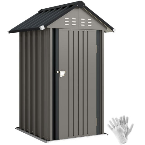Metall Gerätehaus 1,17 m², Geräteschuppen mit Satteldach Lüftung Schloss Handschuhen, 122 x 121 x 192 cm