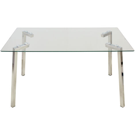 Metall/Glas Esstisch+90977, Füße: Edelstahl. 140x80x75cm-Glas: 8mmpour Alle Stile, um dem Haus eine Note zu verleihen