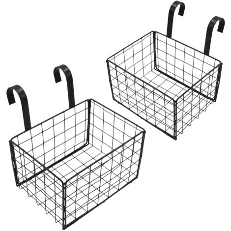 Metall Hängekörbchen 18 x 14 cm schwarz - 2er Set - Gitter Aufbewahrungskorb zum Aufhängen