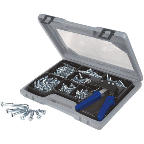 Metall-Hohlraumdübel-Set mit Zange 188-tlg.
