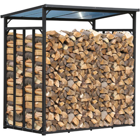QUICK STAR Metall Kaminholzregal Anthrazit XXL 185 x 100 x 185 cm XXXL Garten Kaminholzunterstand 3,5 m³ Kaminholzlager Stapelhilfe Aussen