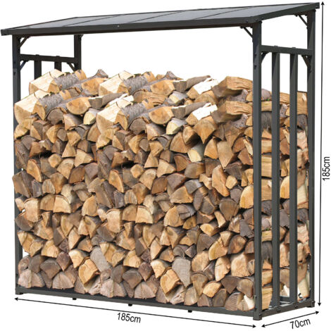 Metall Kaminholzregal Anthrazit XXL 185 x 70 x 185 cm Garten Kaminholzunterstand 2,3 m³ Kaminholzlager Stapelhilfe Aussen